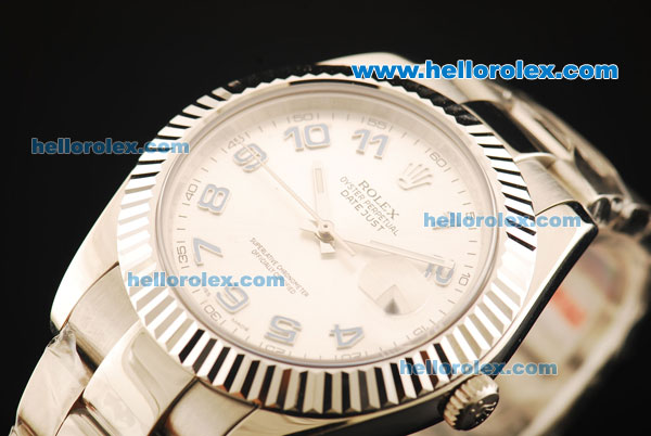 Rolex Datejust II Swiss ETA 2836 Automatic Movement Full Steel with White Dial and Blue Arabic Numerals - Click Image to Close